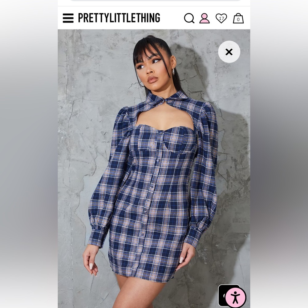 Pretty little thing plaid shirt dress in Medium